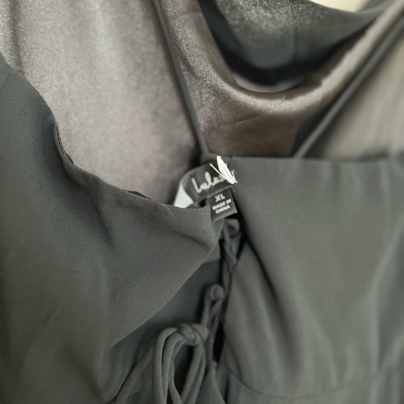 Romantically Speaking Black Cowl Lace-Up Maxi Dress - Picture 8 of 10